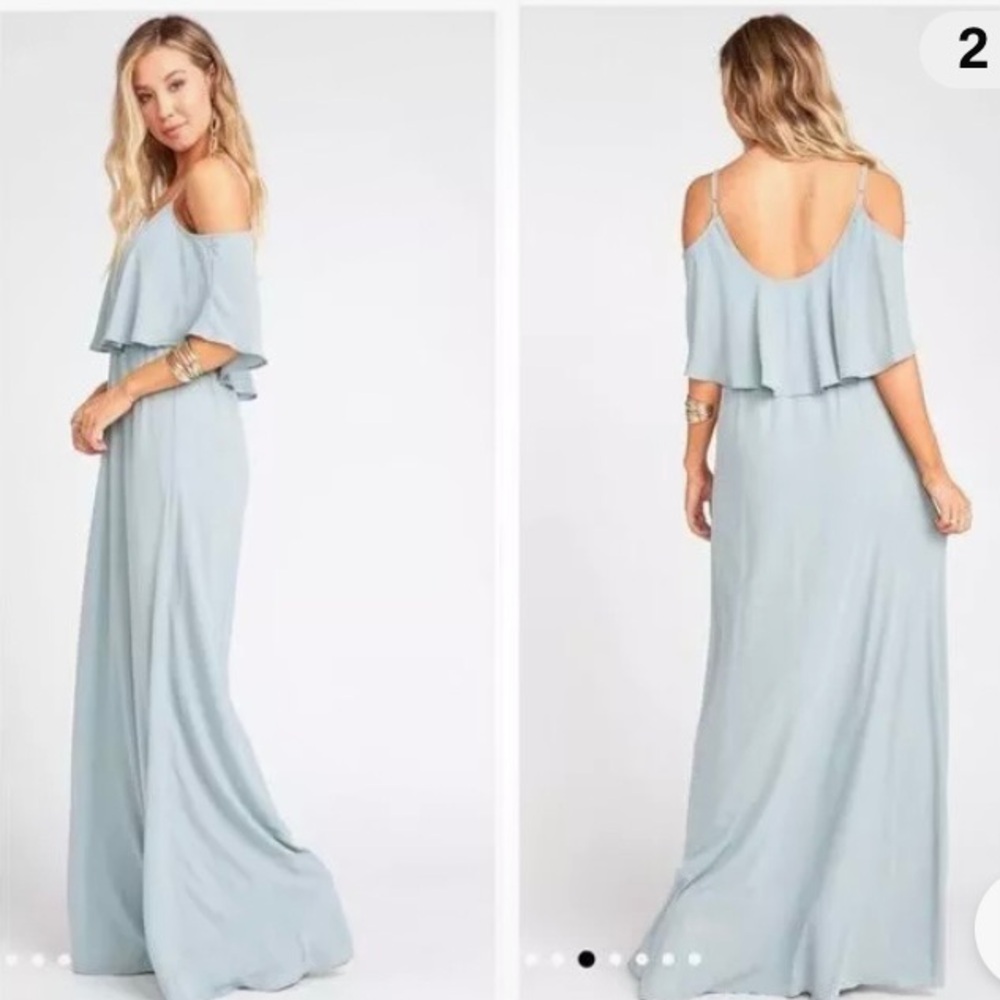 Show Me Your MuMu Light Blue Cold-Shoulder Maxi Dress